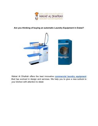 Are you thinking of buying an automatic Laundry Equipment in Dubai