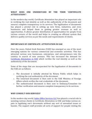 Certificate Attestation in UAE