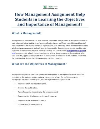 How Management Assignment Help Students in Learning the Objectives and Importance of Management