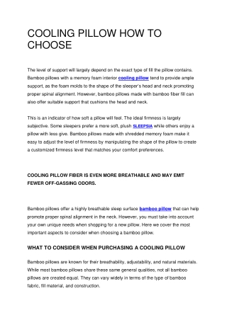 COOLING PILLOW HOW TO CHOOSE