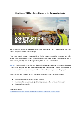 How Drones Will Be a Game Changer in the Construction Industry