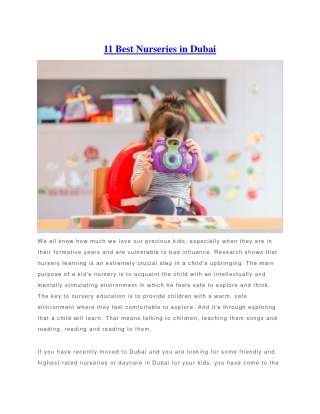 11 Best Nurseries in Dubai