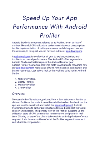 Speed Up Your App Performance With Android Profiler