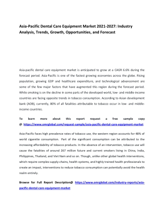 Asia-Pacific Dental Care Equipment Market