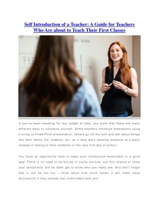 Self Introduction of a Teacher