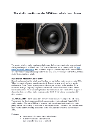 The studio monitors under 1000 from which i can choose