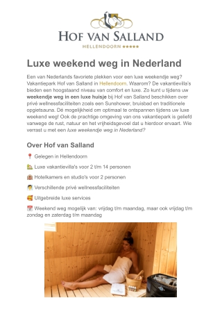 Luxe weekend weg - Hof van Salland