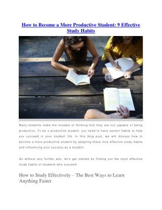 How to Become a More Productive Student