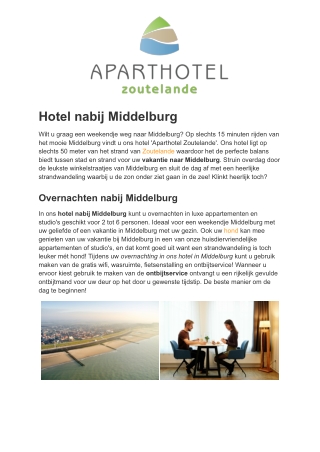 Hotel nabij Middelburg - Aparthotel Zoutelande
