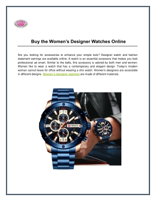 Buy The Women’s Designer Watches Online