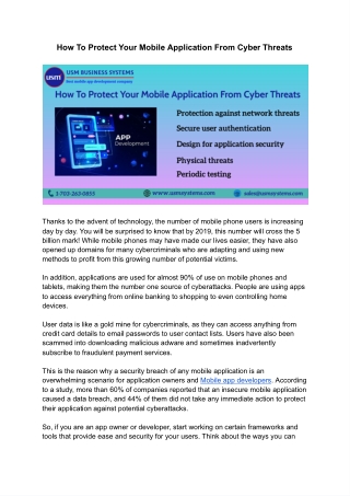 How To Protect Your Mobile Application From Cyber Threats