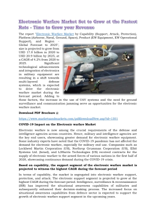 Electronic Warfare Market Set to Grow at the Fastest Rate - Time to Grow your Revenue