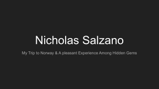 Nicholas Salzano - My Trip to Norway & A pleasant Experience Among Hidden Gems