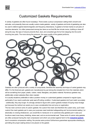 Customized Gaskets Requirements
