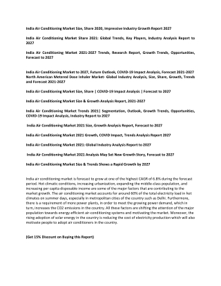 India Air Conditioning Market @ OMR 6