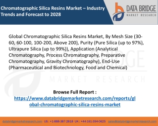 Global Chromatographic Silica Resins Market – Industry Trends and Forecast to 2028