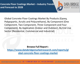 Global Concrete Floor Coatings Market – Industry Trends and Forecast to 2028