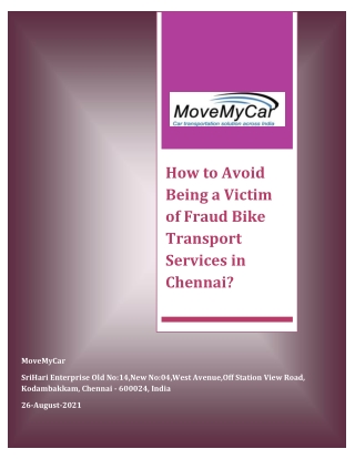 We Provide The Best Bike Transportation Services in Chennai