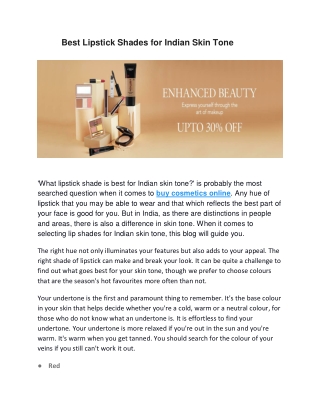 Best Lipstick Shades for Indian Skin Tone
