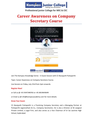 Career Awareness on Company Secretary Course