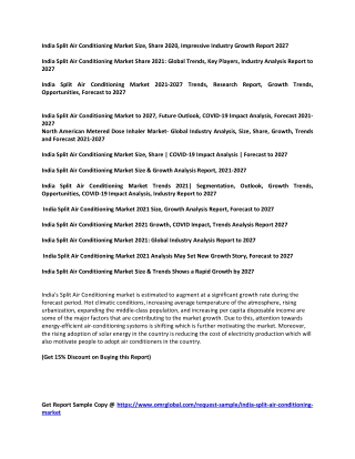 India Split Air Conditioning Market @ OMR 6
