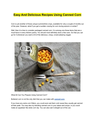 Easy And Delicious Recipes Using Canned Corn