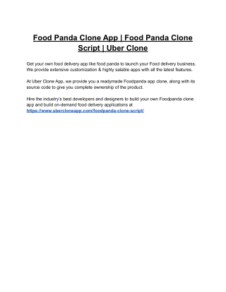 Food Panda Clone App | Food Panda Clone Script | Uber Clone