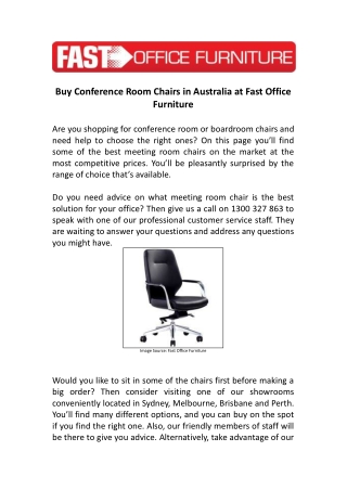 Buy Conference Room Chairs in Australia at Fast Office Furniture