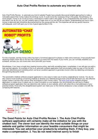 Auto Chat Profits Review to automate any type of web site