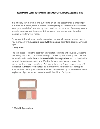 Best Makeup Looks to Try on This Summer with Anastasia Beverly Hills