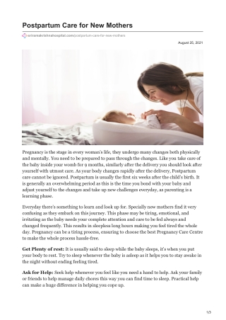 Postpartum Care for New Mothers