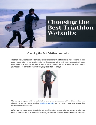 Choosing the Best Triathlon Wetsuits