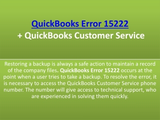 QuickBooks Error 15222  QuickBooks customer service