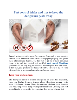 Pest control tricks and tips to keep the dangerous pests away