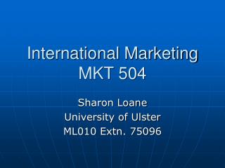 International Marketing MKT 504