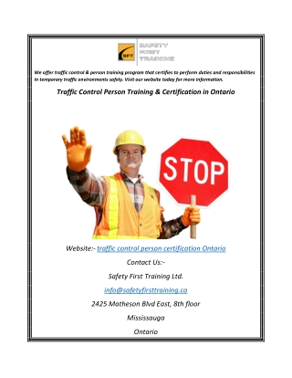 Traffic Control Person Training & Certification in Ontario