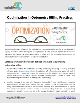 Optimization in Optometry Billing Practices