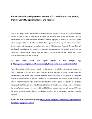 France Dental Care Equipment Market 2021