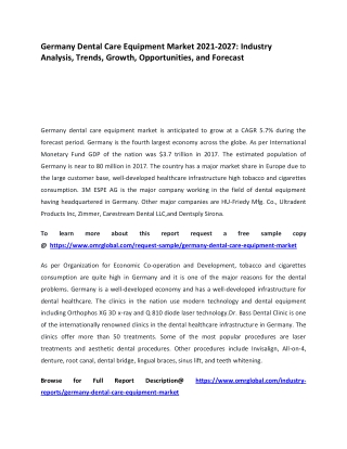 Germany Dental Care Equipment Market 2021