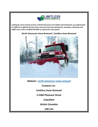 North Vancouver Snow Removal  Limitless Snow Removal