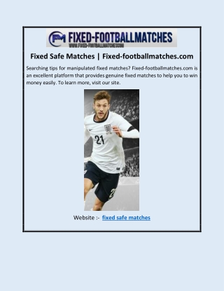 Fixed Safe Matches | Fixed-footballmatches.com