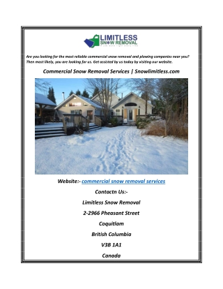 Commercial Snow Removal Services Snowlimitless.com