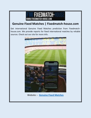 Genuine Fixed Matches | Fixedmatch-house.com