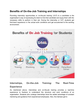 Benefits of On-the-Job Training and Internships