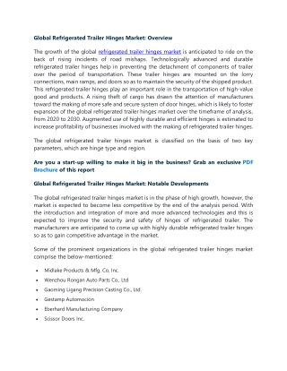 Refrigerated Trailer Hinges Market