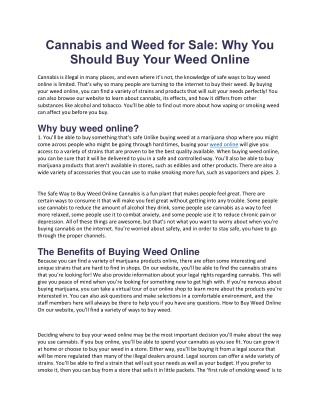 Why You Should Buy Your Weed Online