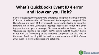 What’s QuickBooks Event ID 4 error and How can you Fix it?