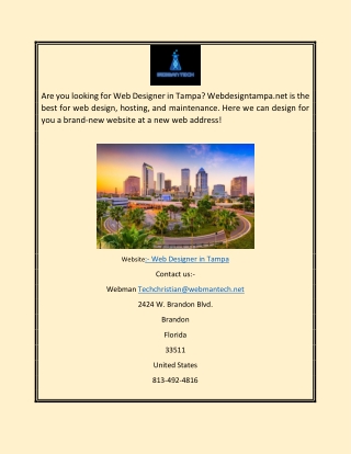 Web Designer in Tampa | Webdesigntampa.net