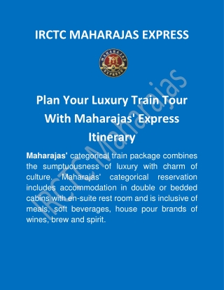 Plan Your Luxury Train Tour With Maharajas' Express Itinerary
