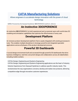 CATIA Manufacturing Solutions